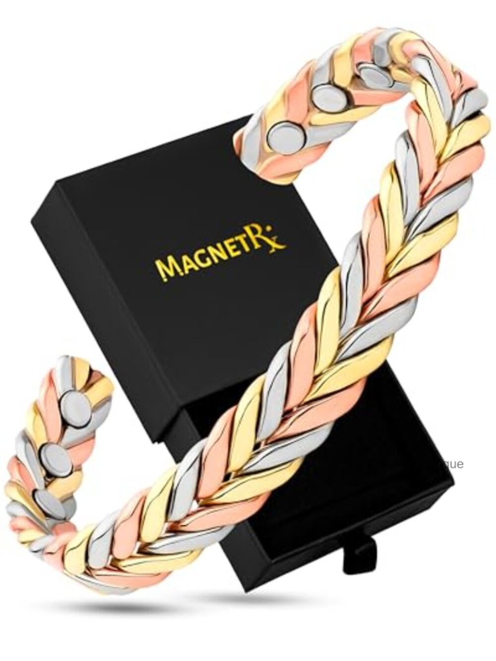 Copper Magnetic Cuff Bracelet Adjustable Wrist 6.75-8.5in Gift Box